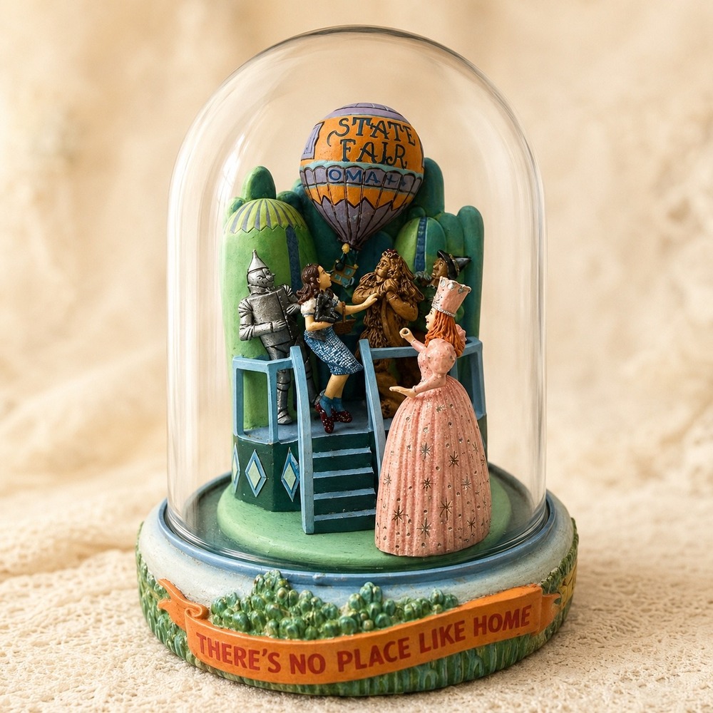 1994 Franklin Mint The Wizard of Oz Music Box Glass Dome No Place Like Home